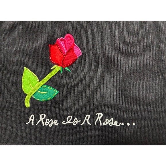 Just B Cardigan Women's M Black White Floral Roses Embroidered Beaded Y2K‎ - Picture 6 of 16